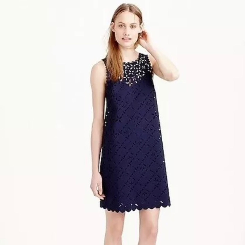 JCrew laser-cut blue sheet dress